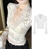 Design: Sensual Collar, Waist-slimming Lace Shirt, Slim Top