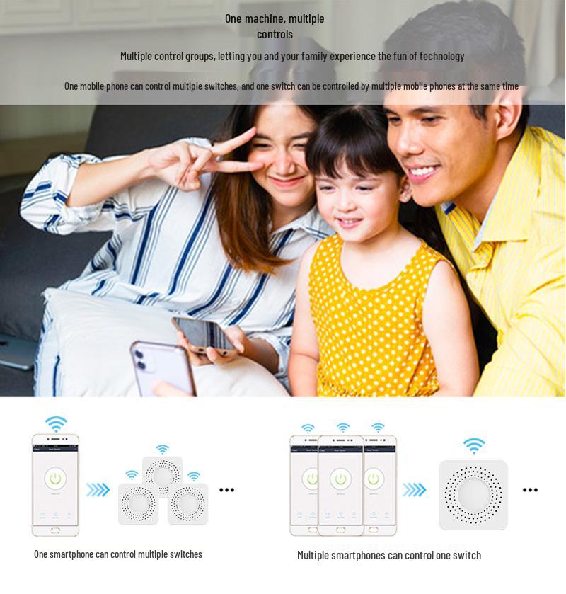 Tuya Smart WiFi Disconnector: 1-4 Way Dual Control Light Switch Module, Zero Fire