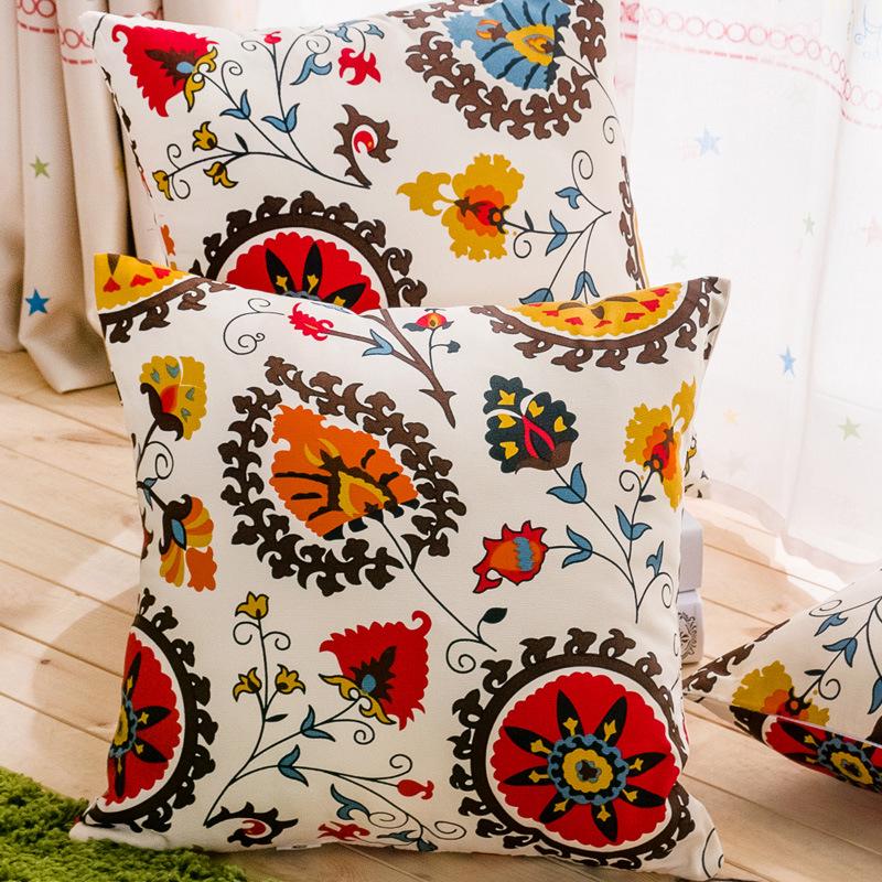 Ethnic Cotton Linen Sunflower Pillowcase - Car Cushion Cover