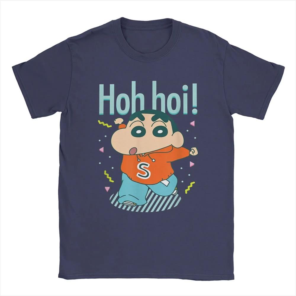 Men's T-Shirts Crayon Shin-chan Hohhoi Casual Cotton Tees Short Sleeve Funny Cute Celebration T Shirts O Neck Clothing Classic