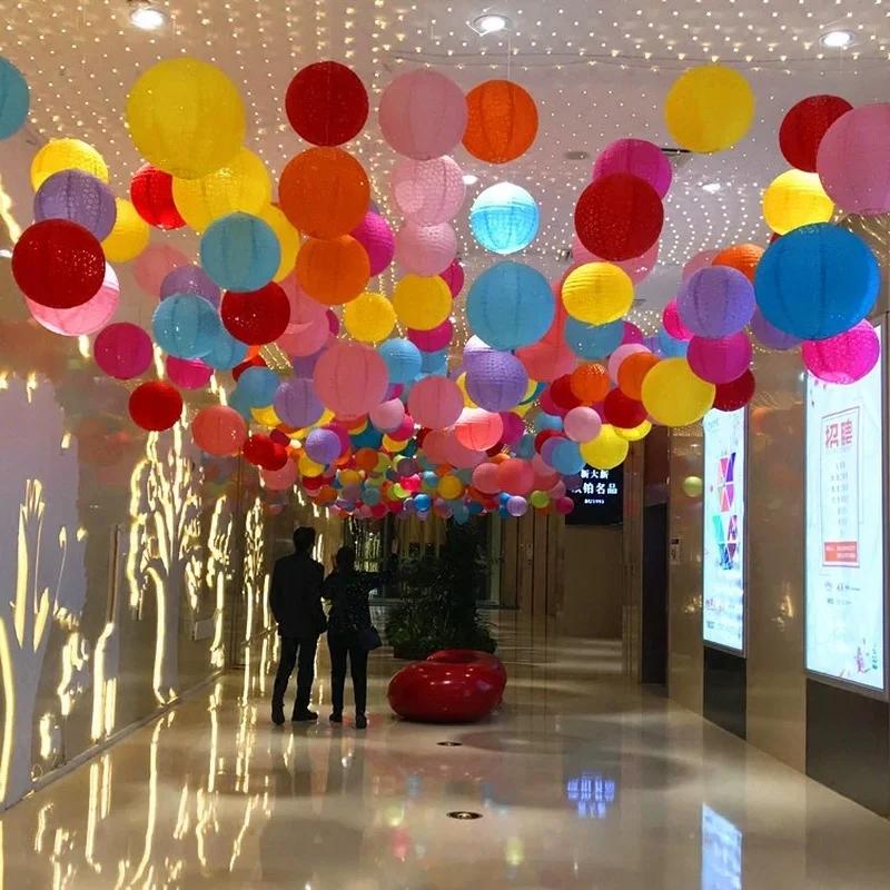Round Hollow Out Paper Lantern 12inch Multicolor Chinese Lantern Paper Balls Decor Wedding Birthday Party Hanging Decoration 1PC
