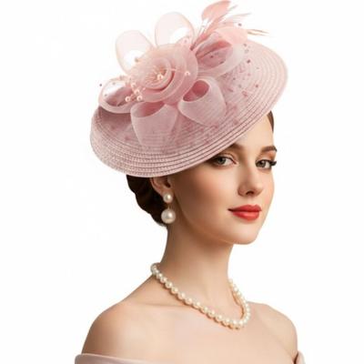 Exquisite Vintage Fascinator Hat Elegant Masquerade Hair Band Mesh Feather Headband  Photography