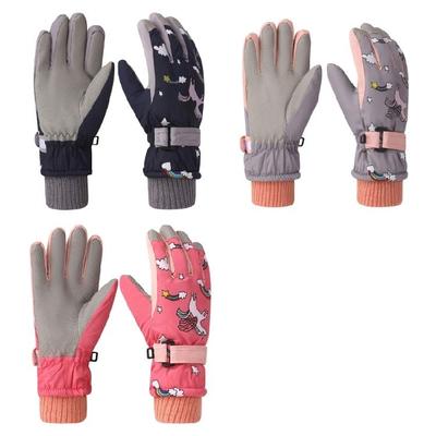 Children Skiing Gloves with Thermal Fleece Water Prevent Cartoon Gloves for Snowboarding Mountain Climbing Cold Weather