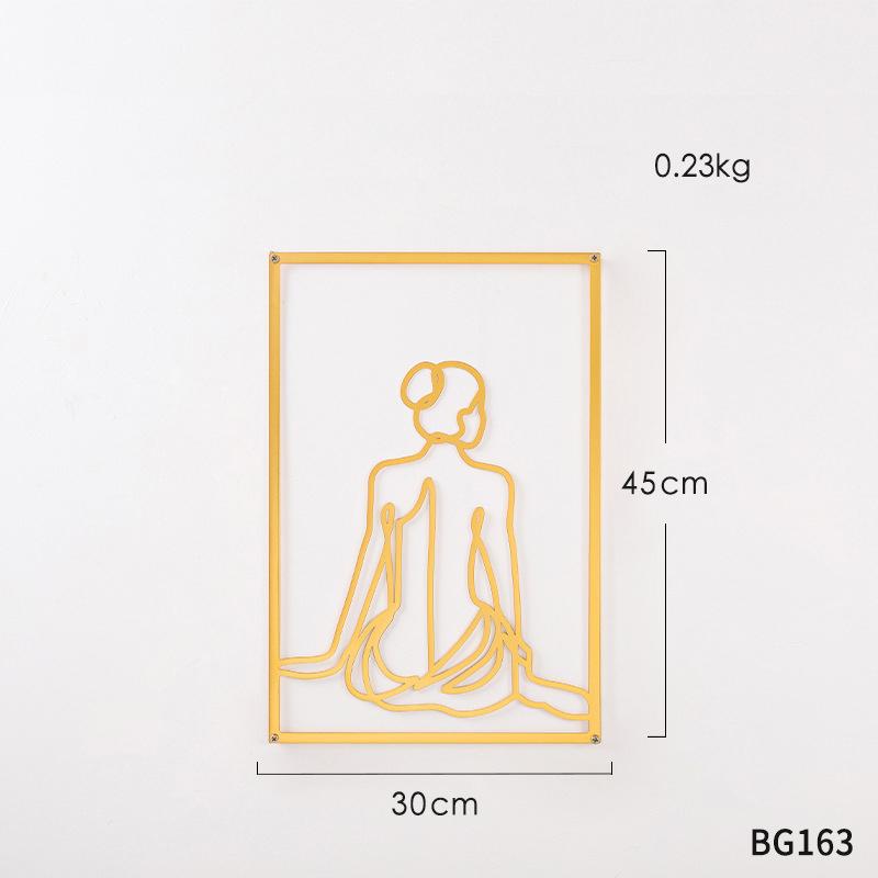 

Nordic Simple Style Line Iron Art Wall Hanging Draw Gold Beauty Line Painting Figure Painting Living Room Bedroom Decoration