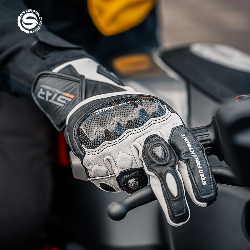 Winter Motorcycle Gloves Carbon Fiber Reinforced Goat Leather Anti-Slip Waterproof Warm Riding Gear Men Women