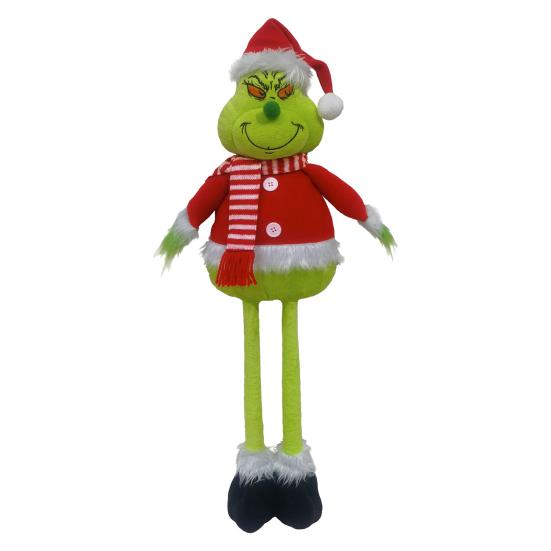 Christmas Party Supplies Green Elf Plush Toy, Soft Stuffed Animal Doll with Retractable Long Leg for Holiday Home Fireplace Mantel Decor Gift Friends