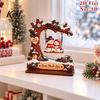 Festive Tabletop Display Wooden Christmas Swing Ornament, Cute Santa Claus Reindeer Penguin 2D Winter Theme Home Accents Flat Decoration for