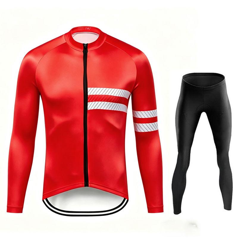 Team Breathable Mens Long Sleeve Cycling Jersey Set Spring and Fall Mountian Bicycle Clothes Wear Ropa Maillot Ciclismo