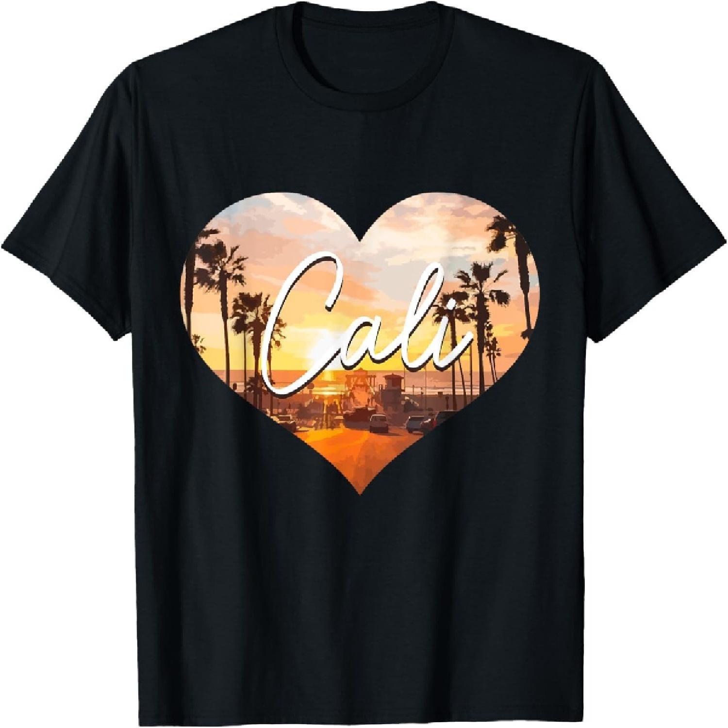 Калифорния Кали Винтаж Закат Сердце Ретро Футболка XXXXXL разноцветный