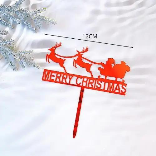 New Merry Christmas Cake Topper Baking Dessert Cake Insert Decor Cupcake Santa Claus Elk Snowman Party Decorations Cake Top