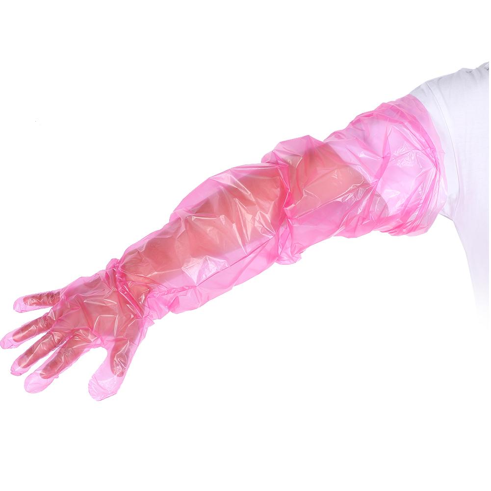 50 Stück Einweg-Armhandschuhe Weich Elastisch für Vieh Tierärztliche Untersuchung Rot