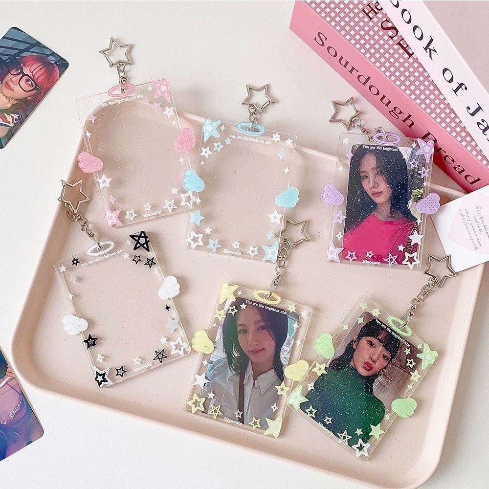 Portachiavi Porta Fotocard Kpop in Acrilico Cartone 3 Pollici Protezione Espositore Card Idol Ali Stelle Porta Card Trasparente