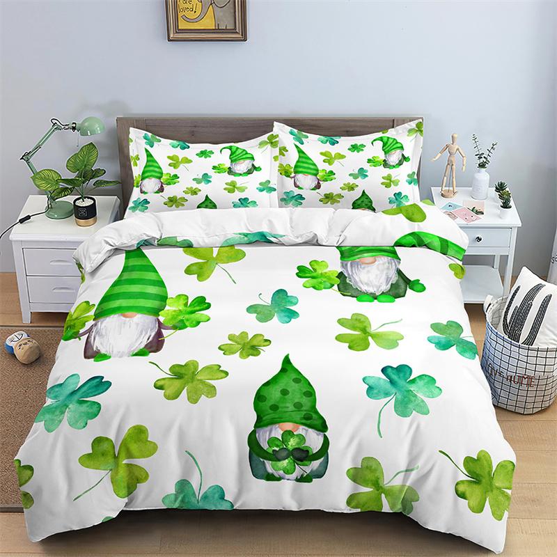 Kids Cartoon Bee Gnomes Duvet Cover King Size White Daisy Floral Bedding Set Honey Bee Comforter Cover For Boys Girls