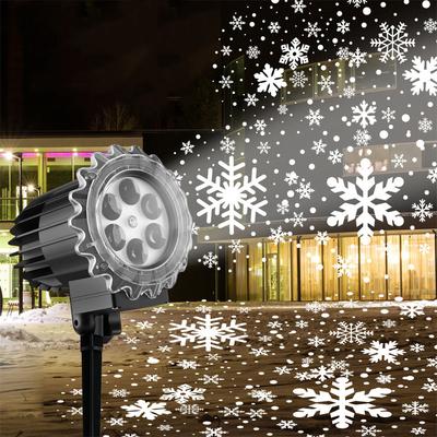 Christmas Snowflake Projector Light Outdoor Waterproof Rotating Snowfall Projection Lamp for Halloween Xmas Patio Landscape Garden Yard Decor