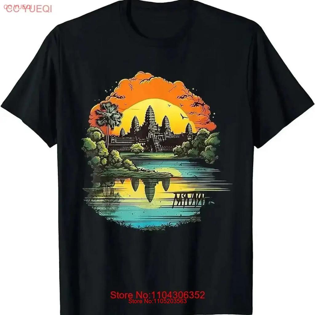 Retro Style Angkor Wat T Shirt Vintage Stretched Versatile Fashion Comfortable Breathable Stylish Top For Everyday Wear