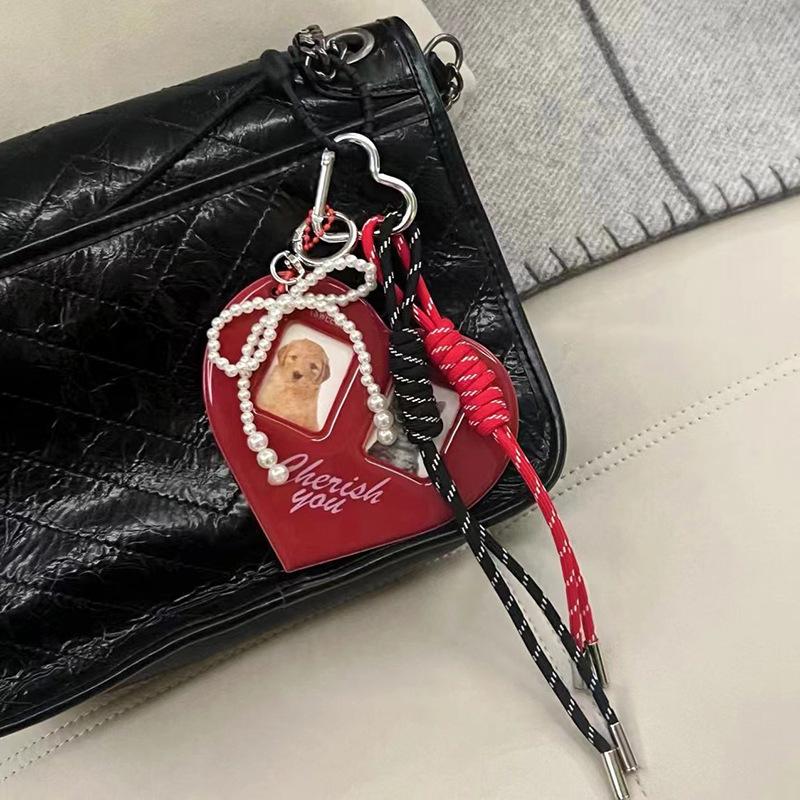 Porte-clés et Lanière de Sac Tressage Corde Cœur Style Blogueur Série MIU