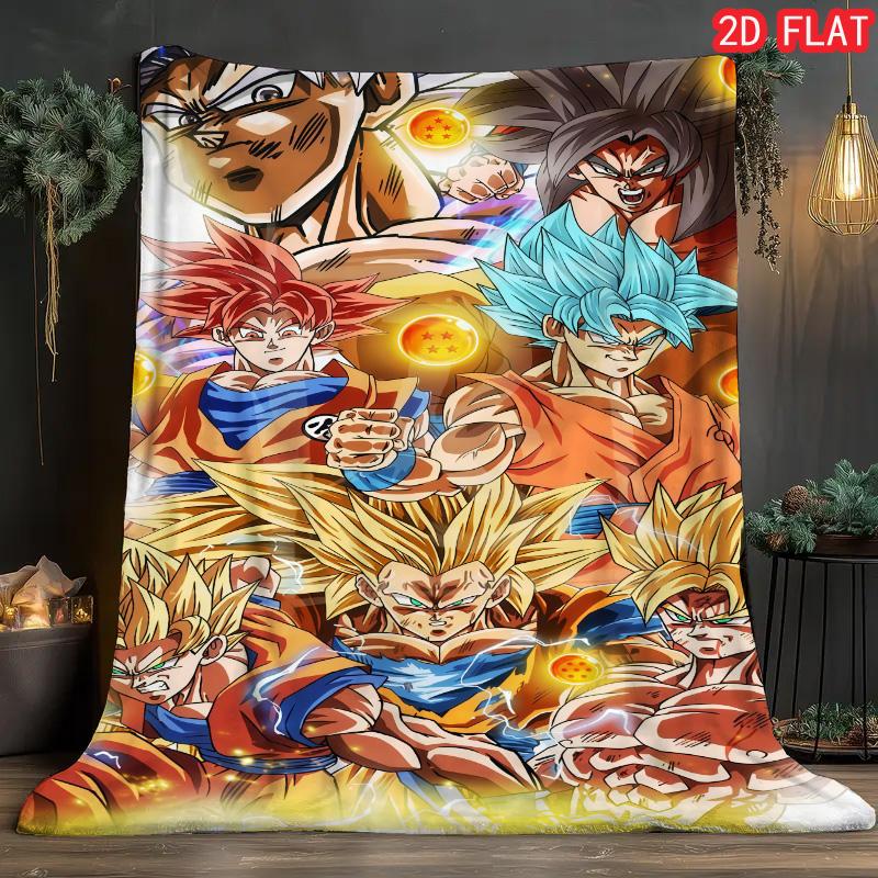 Dragon Ball Bright Color Blanket HD Printed Flannel Blanket for Home Bedroom Living Room THW