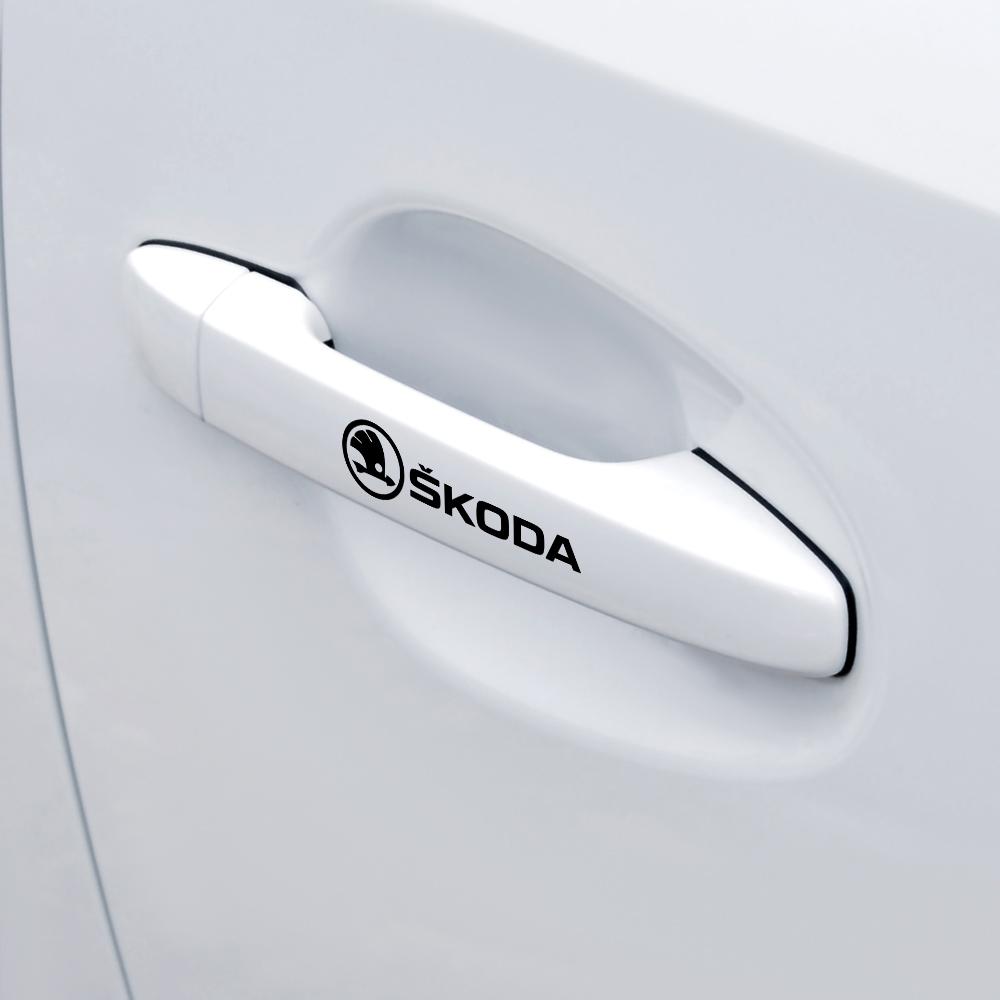 4Pcs Car Accessories PVC Emblem Car Body Side Door Wheel Rims Stickers For Skoda Yeti Fabia Octavia 3 2 A5 A7 Kodiaq Karoq Rapid