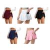 Yoga Skort High Waist Pure Color Women Sports Skirt with Inner Shorts Stretchy Soft Fabric Pocket Design Tennis Skort