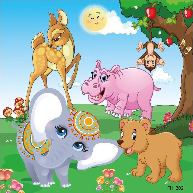 20-Piece Wooden Kids' Puzzle Board - Cartoon Animals