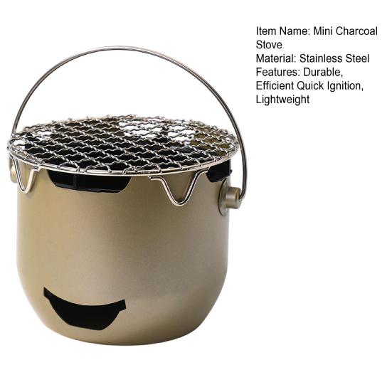 Mini Charcoal Stove Stainless Steel Portable Oven for Tea Making Efficient Heating Lightweight BBQ Stove for Indoor Outdoor Use