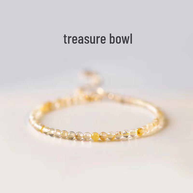 2024 Chinese Style Golden Rutilated Quartz Bracelet - Women's Retro Design, Fine Yellow Quartz Beads