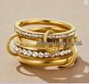 Two-Tone Stainless Steel Zircon Diamond Interlocking Ring