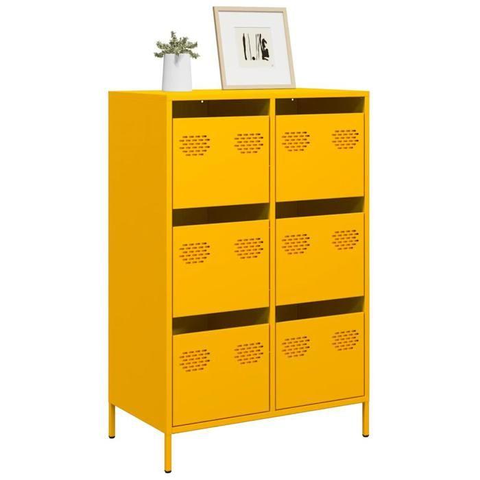 VidaXL Buffet haut jaune moutarde 68x39x101,5 cm acier 851223