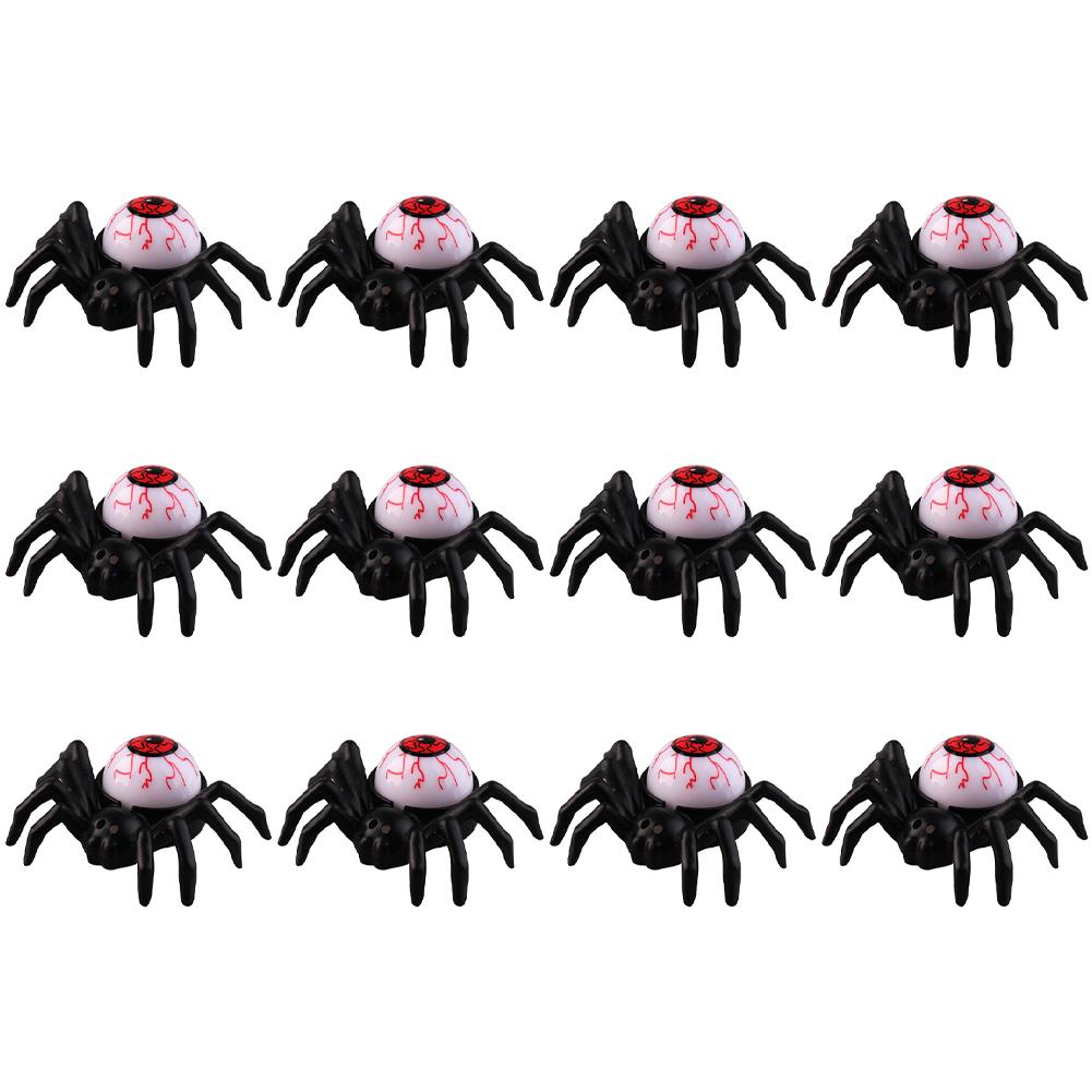 

12Pcs Halloween LED Horror Spider Light Battery Operated Spider Back Eye-popping Candle Lamp Spider Eye Light LED Candle Light
