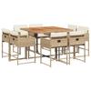 VidaXL Garden Dining Set and Cushions 9 Pcs Beige Poly Rattan 3278151