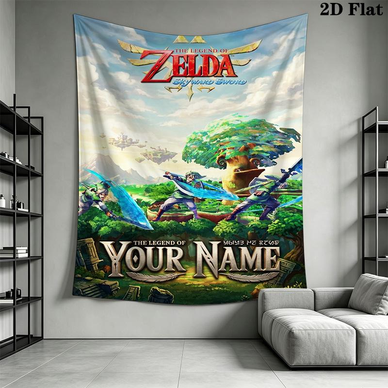 Name Custom Game Legend of Zelda Wall Tapestry Aesthetic Wall Hanging Printed Fabric Blanket Decorative Tapestries for Bedroom Living Room Home Decor