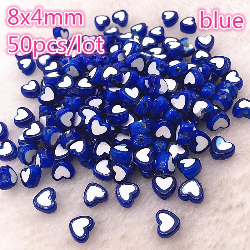 50pcs 8x4mm Love Acrylic Bead Loose Spacer Beads For Jewelry Making DIY Bracelet Accessories