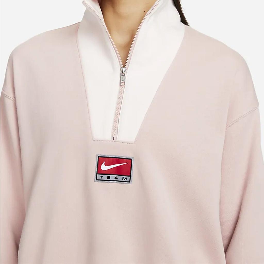 Nike Sweatshirts Women's Pink Half Open Collar Moderate Cardigan DQ6944-601