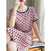 Women's Crew-neck Dress Summer Splicing Loose Large Size Fashion Short-sleeved Mid-length Dress