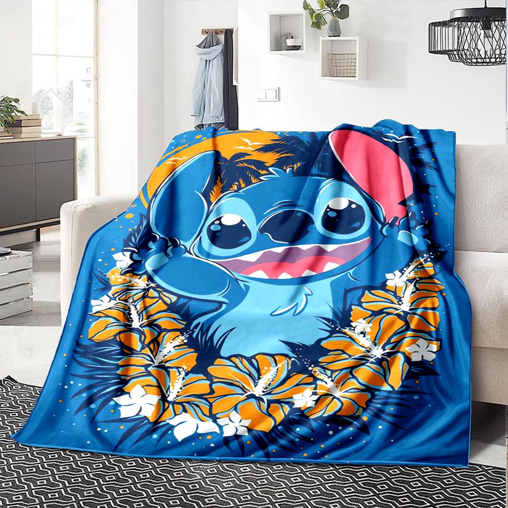Lilo Stitch Tropical Adventure Flannel Blanket Super Soft Warm Cozy Blanket For Sofa Bed Office Travel Allseason Home Decor Gift