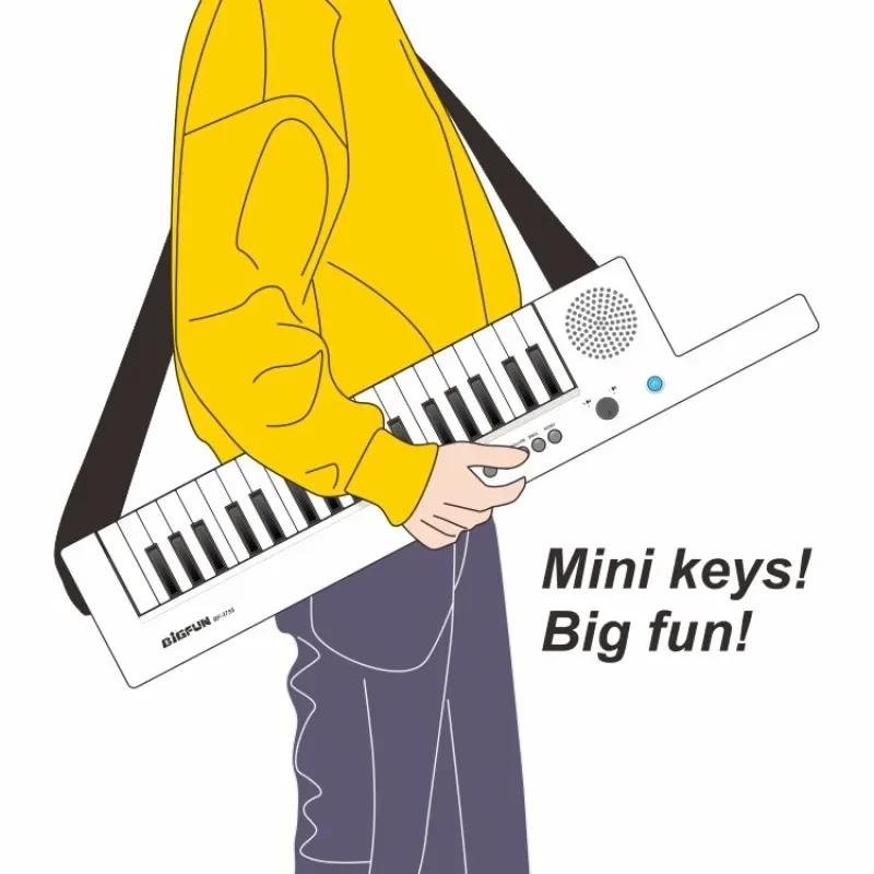Rechargeable 37 Keys Guitar Electronic Organ Mini Key Board Children Piano with Shoulder Strap  Microphone Musical Gift