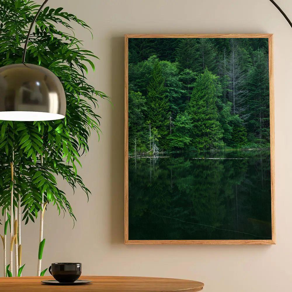 1pc Dark Green Forest Foggy Mountain Landscape Nature Scenery HD Posters Home Room Bar Cafe Decor Art Wall Painting Picture