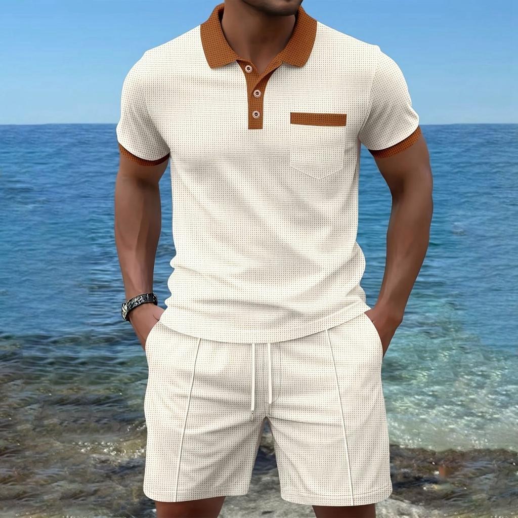 Men's  Collar Short-sleeved Shorts Set - Quick-drying Two-piece Set