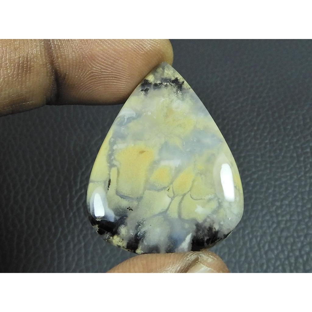 27X37X05MM Natural Tiger Dendritic Agate Pear Shape Cabochon Loose Gemstone G-389