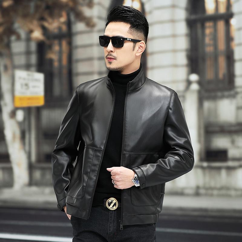 Neue Schaffell Leder Mantel männer Frühling und Herbst Baseball Kragen Leder Jacke männer Dünne Weiche Leder Mantel Trend