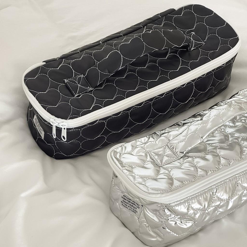 Love Heart Quilted Hair Dryer Organizer Bag Travel Storage Case For Beauty Essentials