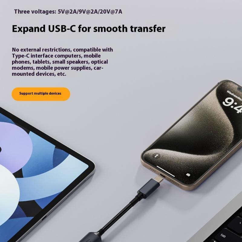 1Pcs Fast Charging Cable For Macbook Huawei 140W Universal Laptop 5V 9V 20V DC Female To USB C Type C PD Power Adapter Converter