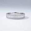GRA Certified 925 Sterling Silver Half Eternity Moissanite Ring Baguette & Round Pave Channel Set Wedding Band Jewelry for Women