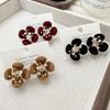 Retro Flocked Flower Zirconia Stud Earrings - Exquisite Design for Versatile Wear