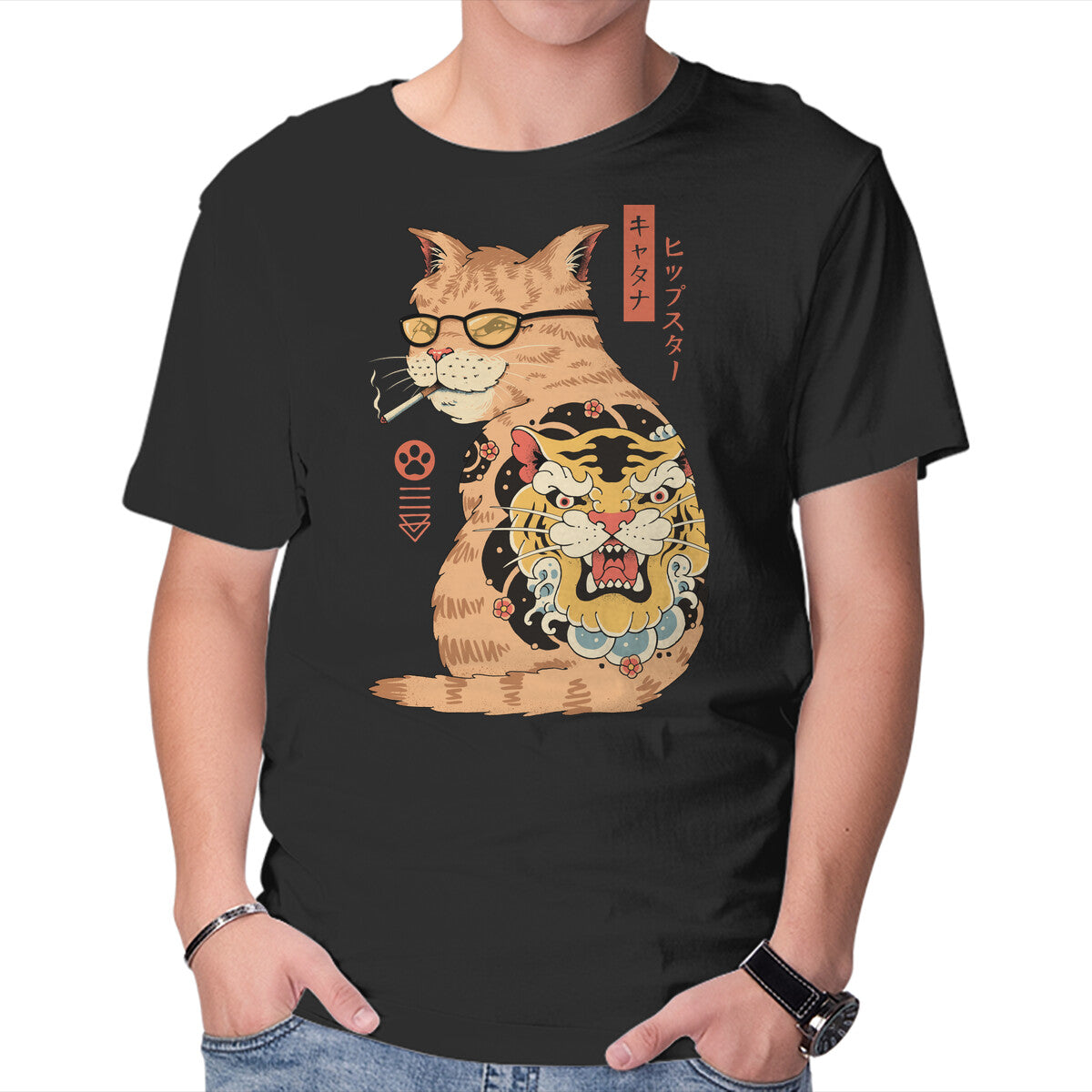 Unisex Crew Neck T-Shirt Hipster Catana Graphic Short Sleeve Casual Tee S