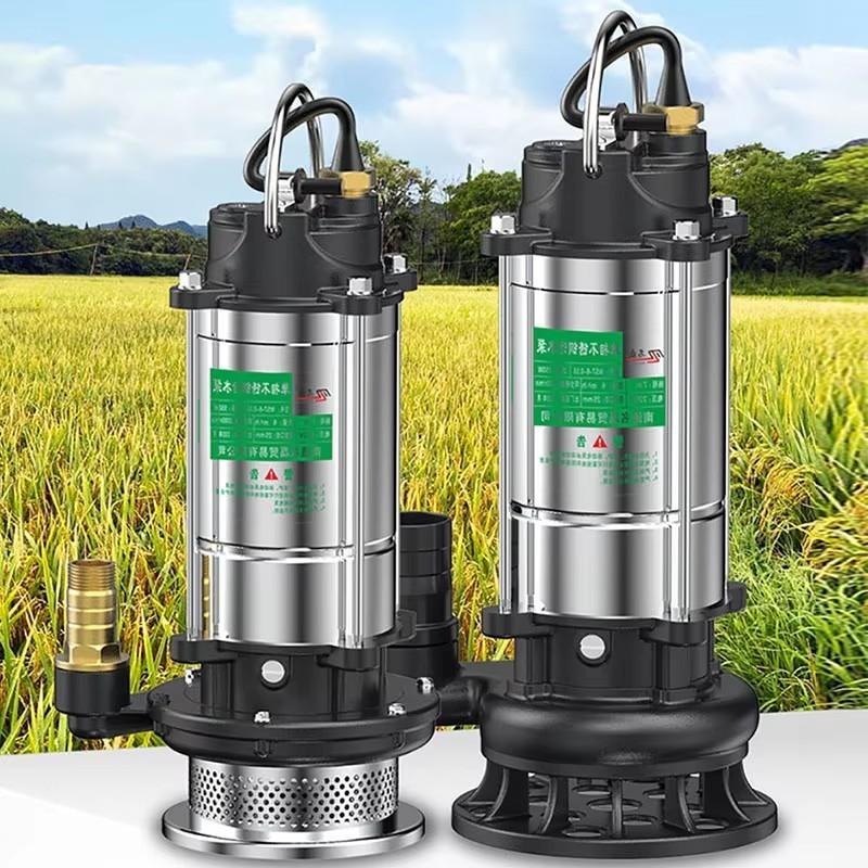 370W/750W Nedsänkbar Pump i Rostfritt Stål JordbruksPump Trädgårdsredskap Dränering Bevattning Självsugande Avloppspump
