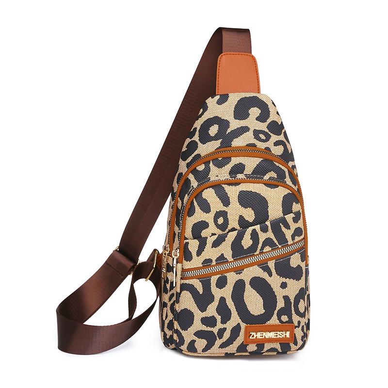 Fashion Leopard Print Soft Leather Women's Chest Bag