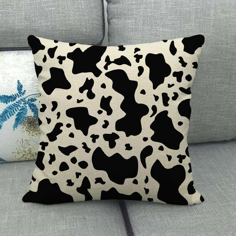Black And White Leopard Print Spots Digital Printing Short Plush Pillow Covers For Car Sofa Office Cushion Cover Home Goods
