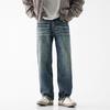 American high street retro jeans men's straight wide-leg pants trendy brand loose casual long pants new denim men's pants