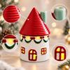 Ceramic Holiday Cottage Ornament Lighting up Lighted Decoration Glossy for Mantel